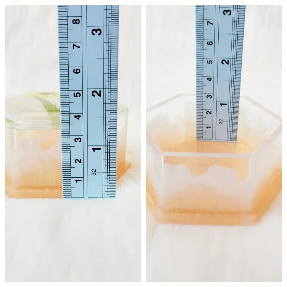 Floral Trinket Box Small Hexagon Jewelry Box Stash Box Yellow Orange White Clear